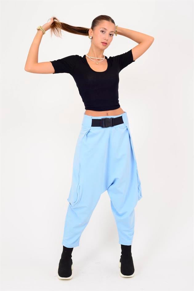 AN2150 KAJU TOKALI KEMER DETAYLI ŞALVAR