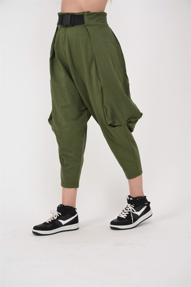 AN2150 KAJU TOKALI KEMER DETAYLI ŞALVAR