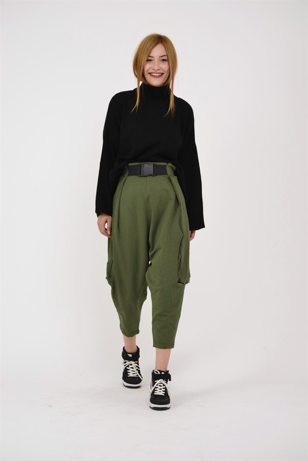 AN2150 KAJU TOKALI KEMER DETAYLI ŞALVAR