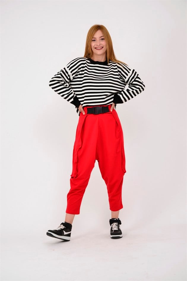 AN2150 KAJU TOKALI KEMER DETAYLI ŞALVAR