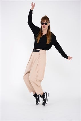 AN2150 KAJU TOKALI KEMER DETAYLI ŞALVAR