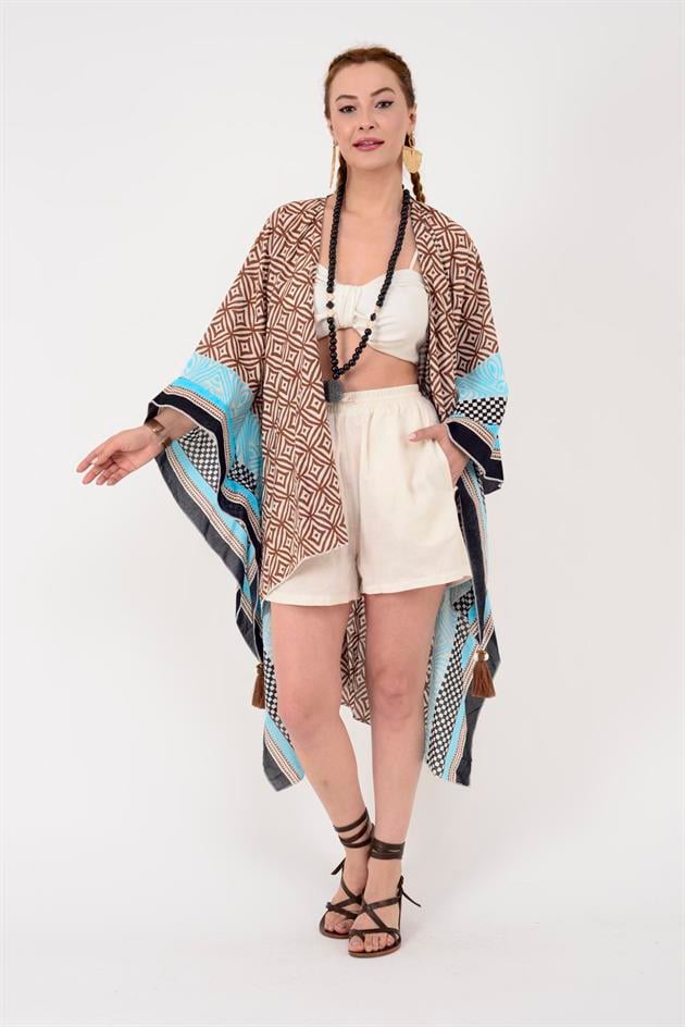 AN4012 MARIN GEOMETRİK DESEN PANÇO