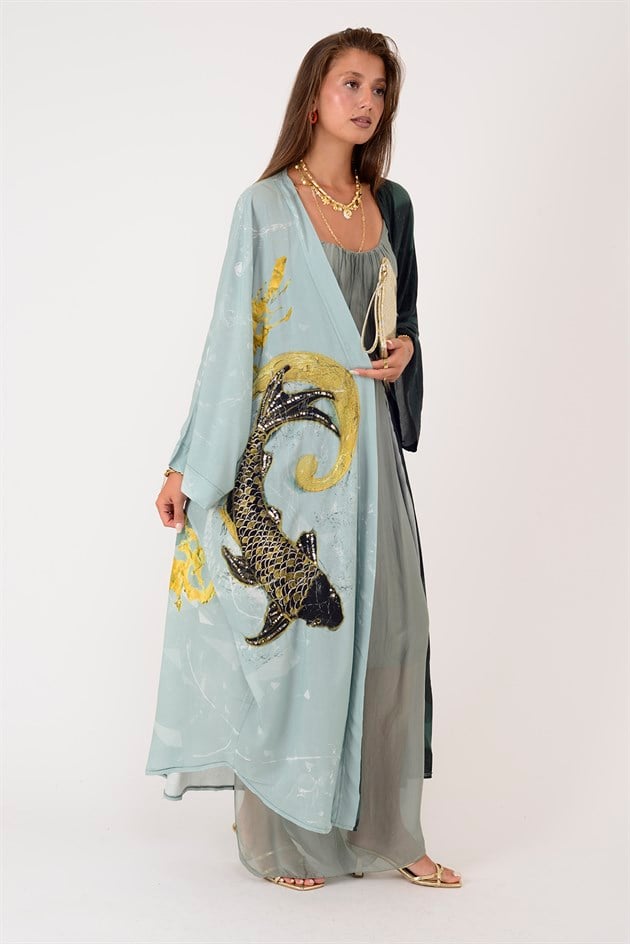 AN4013 DRAGON JAPON BALIĞI DESEN KİMONO