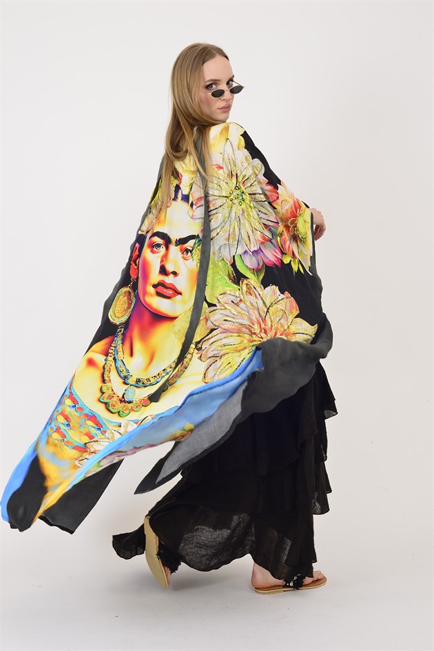 AN4013 FRİDA DESEN YARASA KOL KİMONO