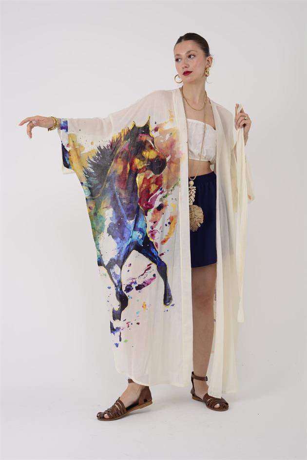 AN4013 HORSE SİM DETAYLI KİMONO