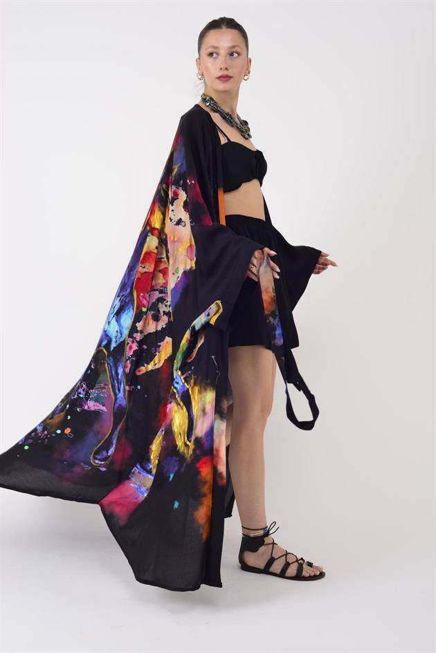 AN4013 HORSE SİM DETAYLI KİMONO