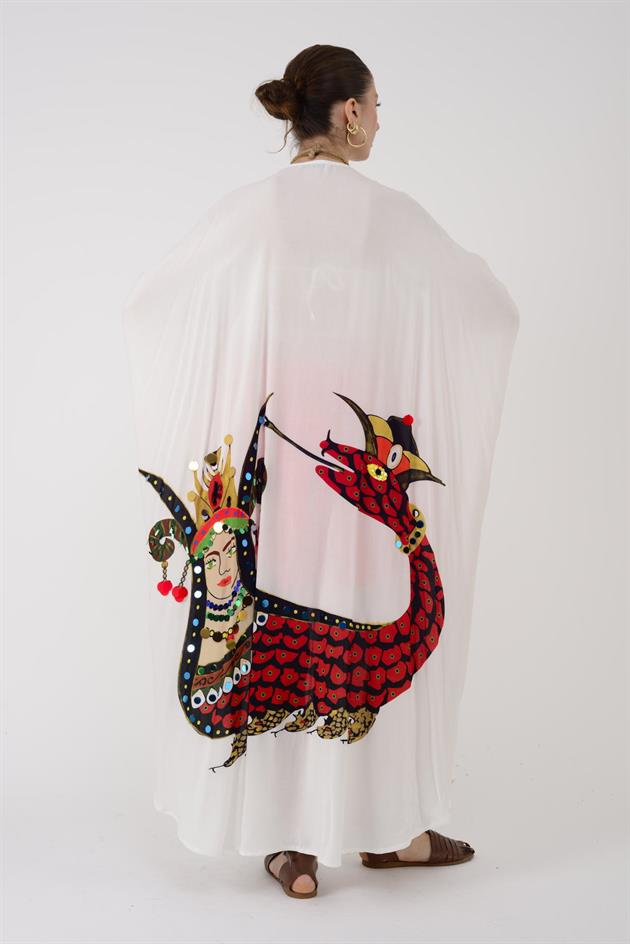 AN4013 PÜSKÜL DETAYLI ŞAHMARAN DESEN KİMONO