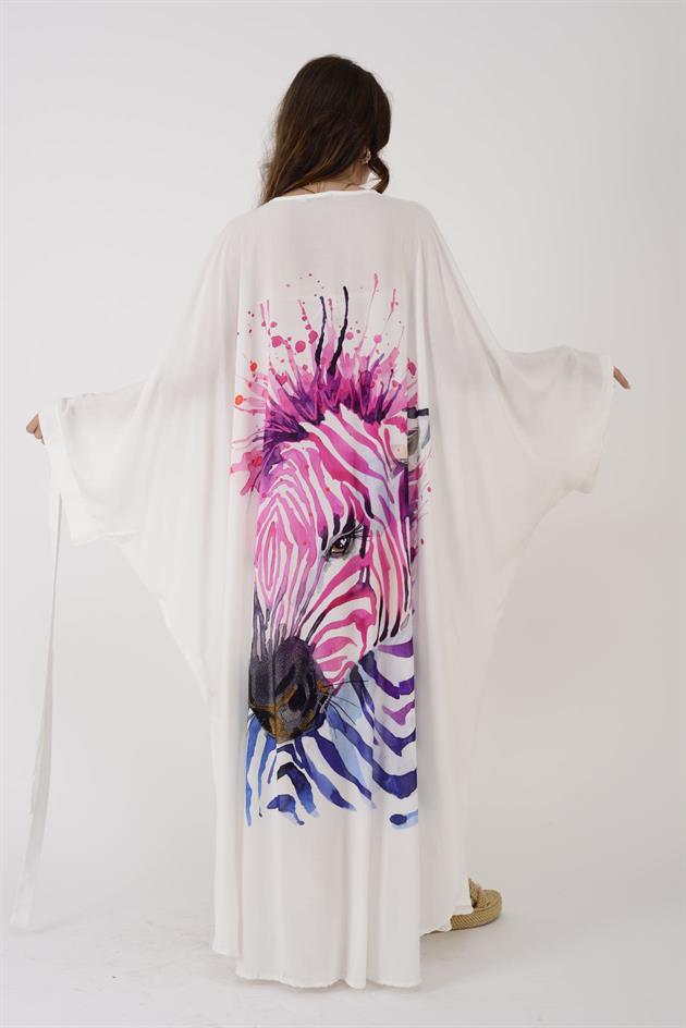 AN4013 RENKLİ ZEBRA DESEN KİMONO