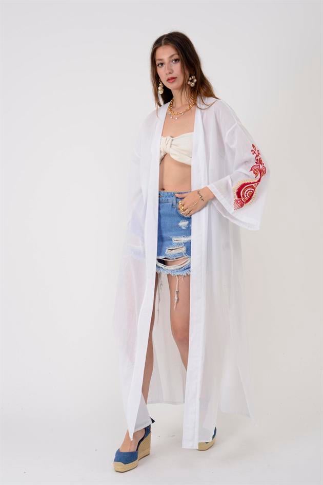 AN4014 OTANTİK NAKIŞLI HAM KİMONO