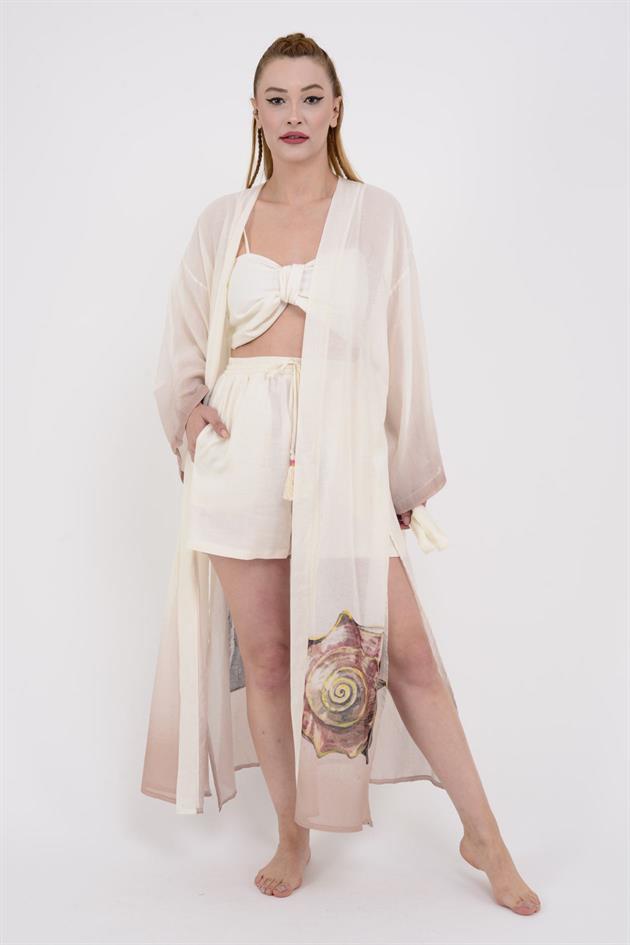 AN4014 WINKLE BASKILI KİMONO