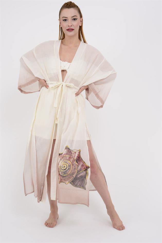 AN4014 WINKLE BASKILI KİMONO