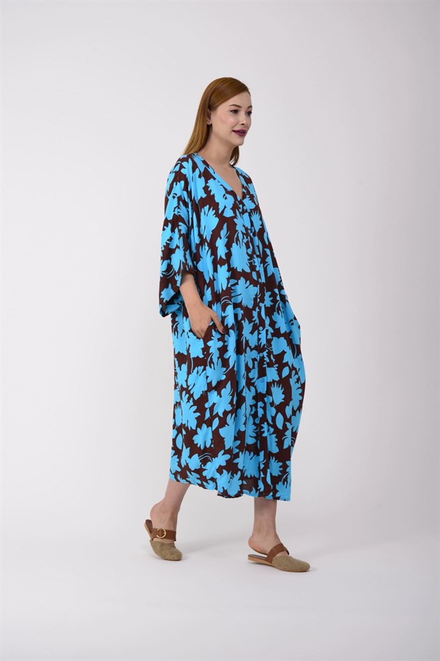 AN5014 B V YAKA FLOWER V YAKA ELBİSE