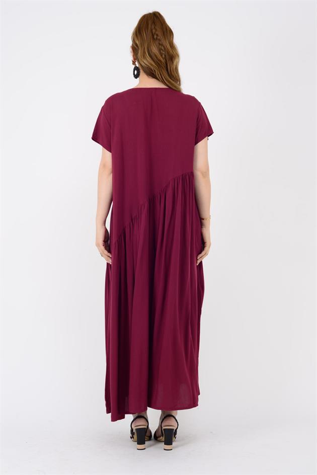 AN5021 ASİMETRİK KISA KOL ELBİSE