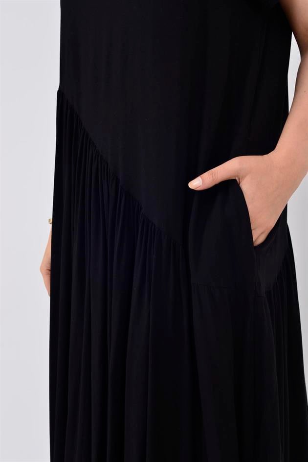 AN5021 ASİMETRİK KISA KOL ELBİSE