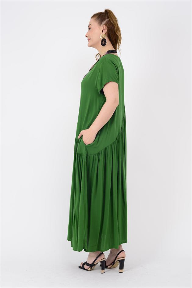 AN5021 ASİMETRİK KISA KOL ELBİSE