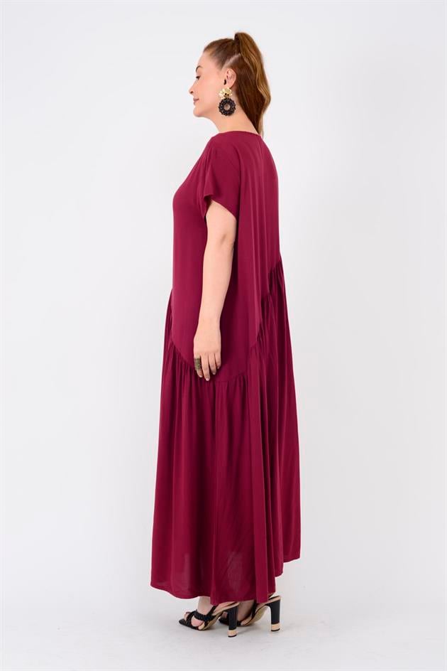 AN5021 ASİMETRİK KISA KOL ELBİSE