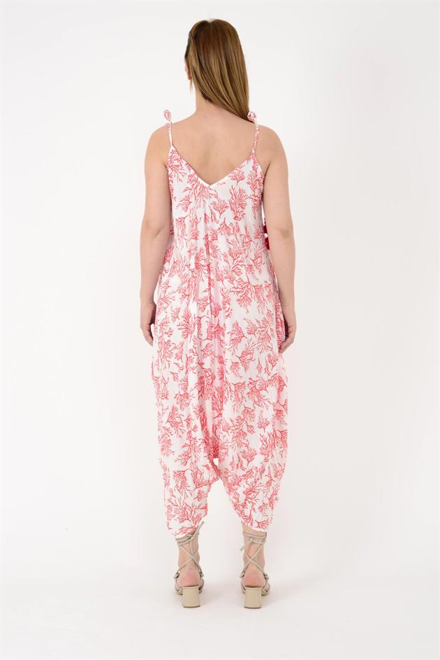 AS34 PONPON DETAYLI MERCAN DESEN BLUZ