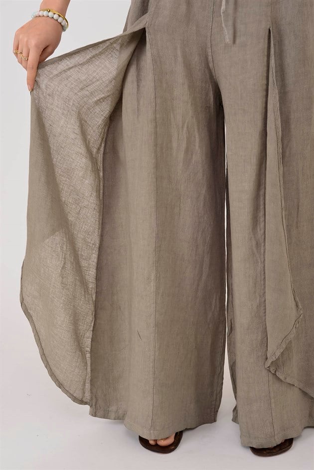 E1125 KAPAKLI KETEN PANTOLON