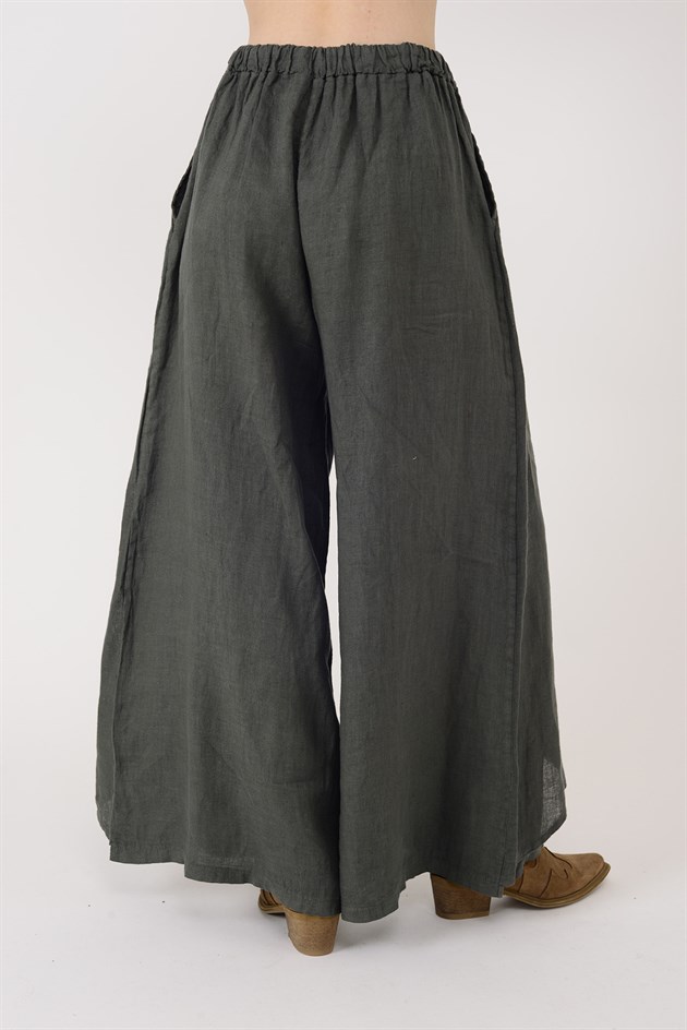 E1125 KAPAKLI KETEN PANTOLON