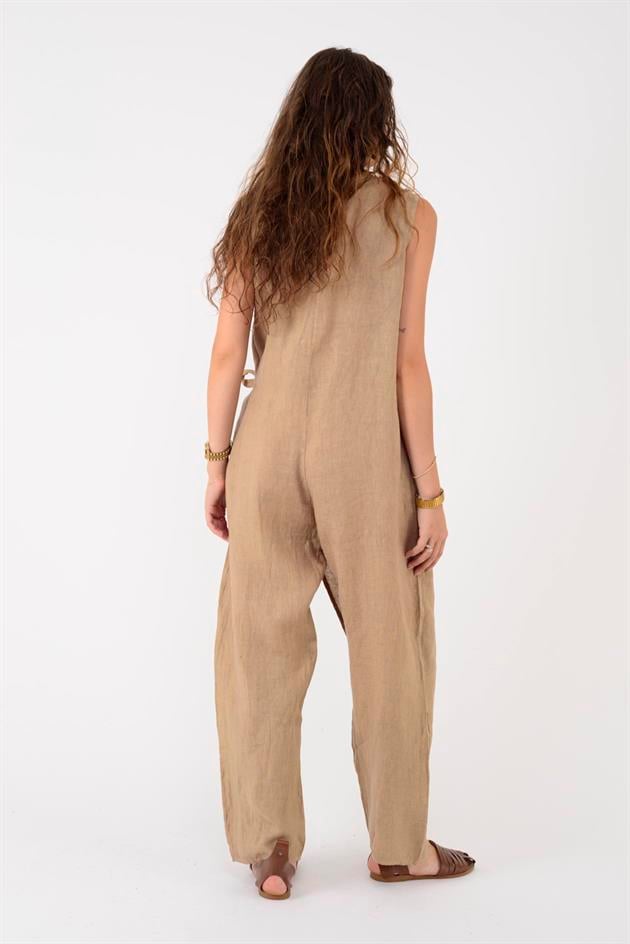 E2111 ASİMETRİK KAPAKLI FERMUAR DETAYLI KETEN TULUM