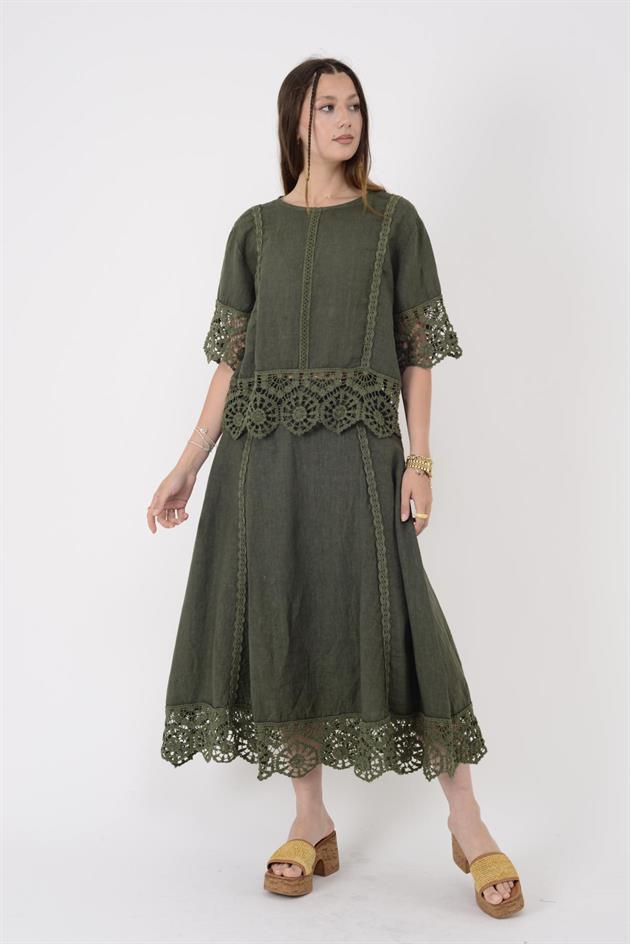 E30941 GÜPÜR DETAYLI 2Lİ KETEN TAKIM