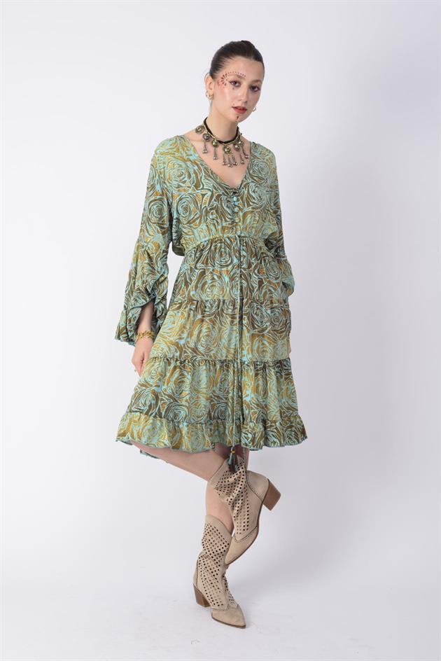 G-123 ARYA BATİK DESEN KISA ELBİSE