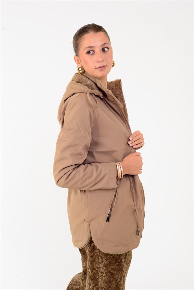 H-8868 TWIN KÜRK DETAYLI ÇİFT TARAFLI MONT