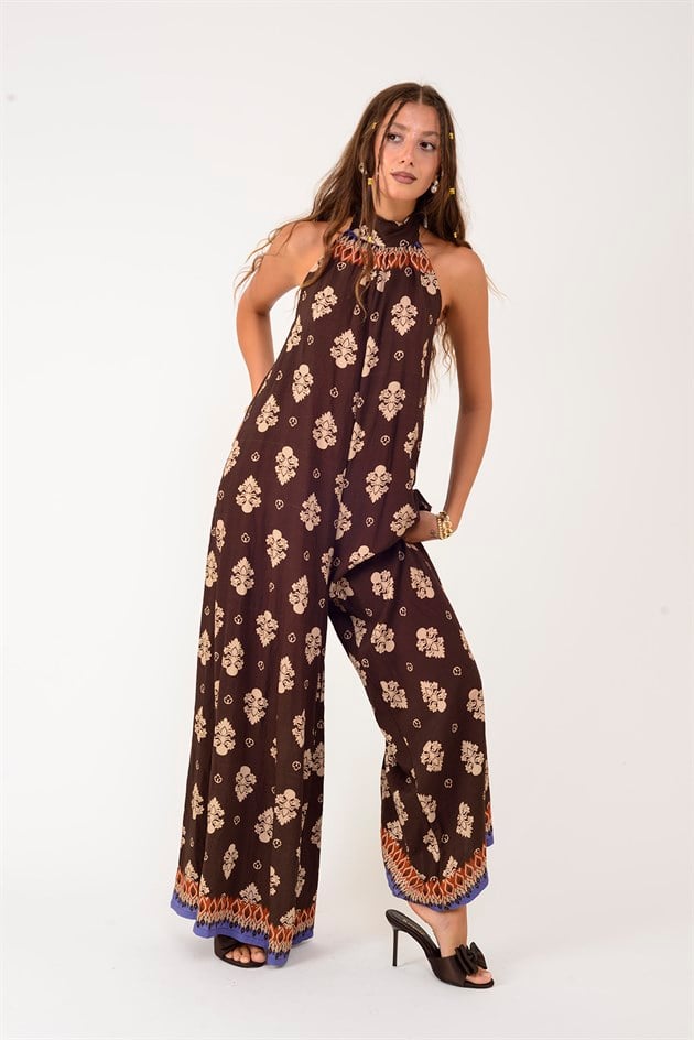 H3065 RETRO HALTER YAKA BOYUNDAN BAĞLAMALI TULUM