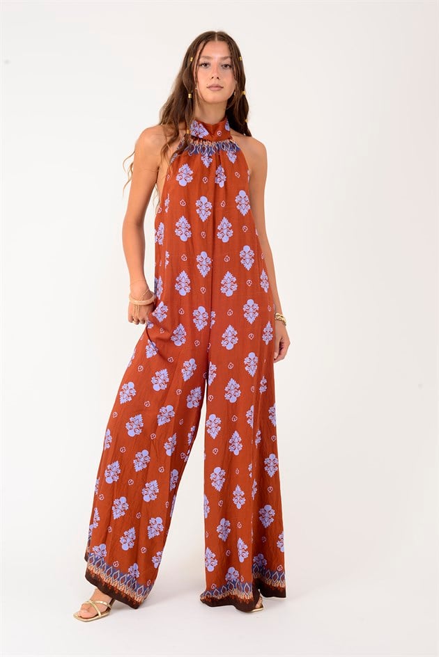 H3065 RETRO HALTER YAKA BOYUNDAN BAĞLAMALI TULUM