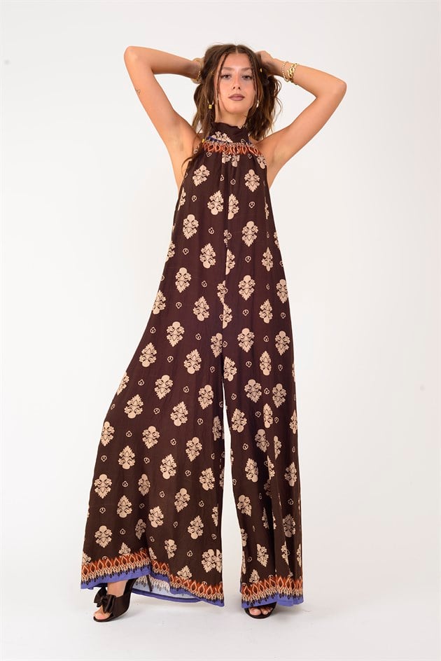 H3065 RETRO HALTER YAKA BOYUNDAN BAĞLAMALI TULUM