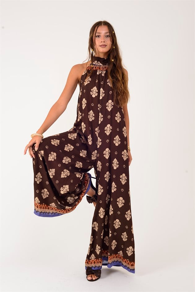 H3065 RETRO HALTER YAKA BOYUNDAN BAĞLAMALI TULUM