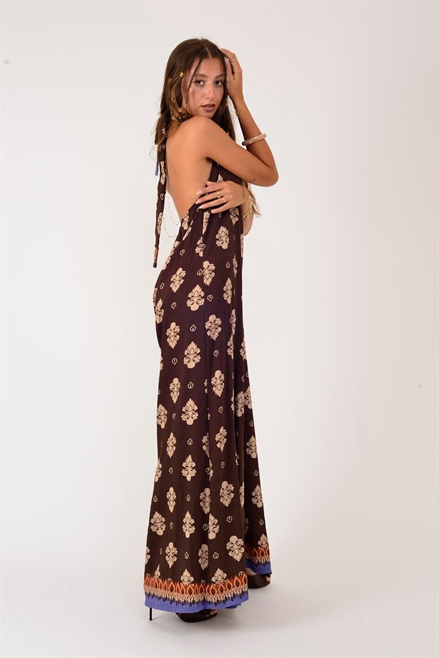 H3065 RETRO HALTER YAKA BOYUNDAN BAĞLAMALI TULUM