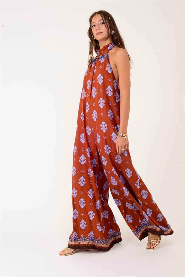 H3065 RETRO HALTER YAKA BOYUNDAN BAĞLAMALI TULUM