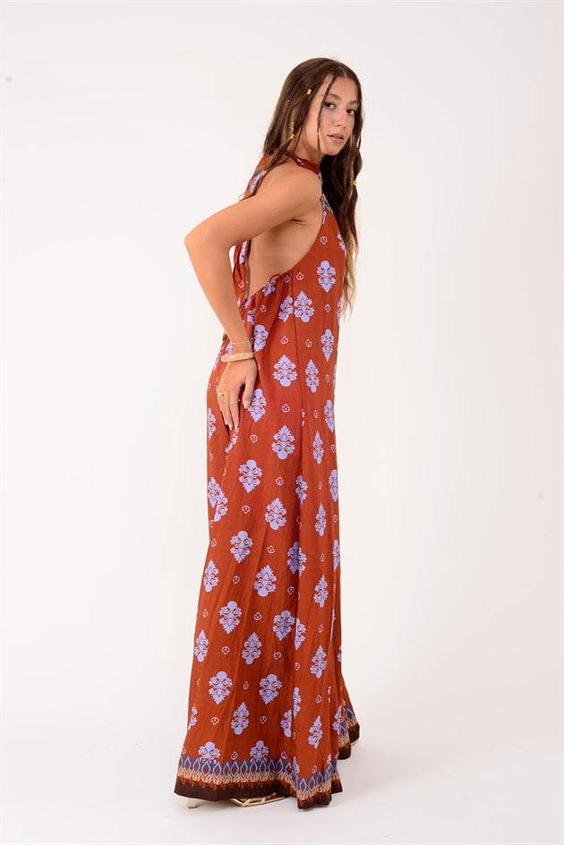 H3065 RETRO HALTER YAKA BOYUNDAN BAĞLAMALI TULUM