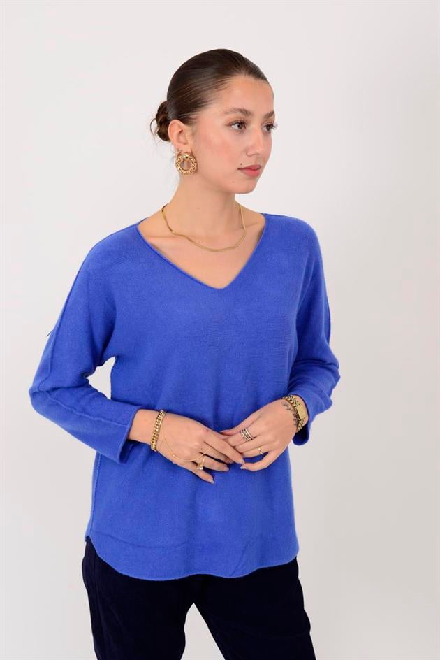 HM7002 V YAKA TRİKO BLUZ