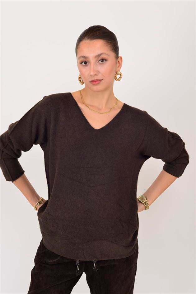 HM7002 V YAKA TRİKO BLUZ