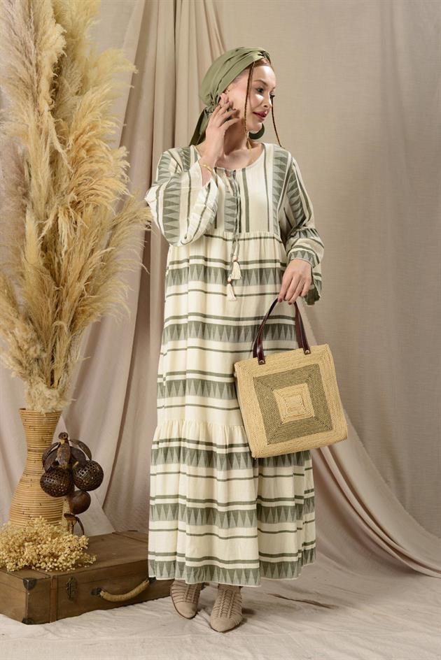 IT10383 FLORA UZUN HAM ELBİSE