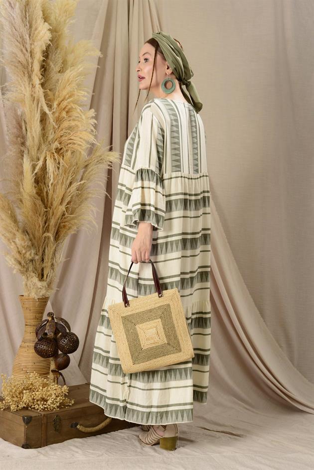 IT10383 FLORA UZUN HAM ELBİSE