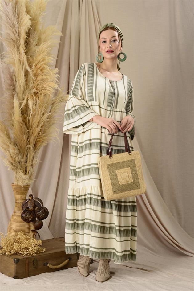 IT10383 FLORA UZUN HAM ELBİSE