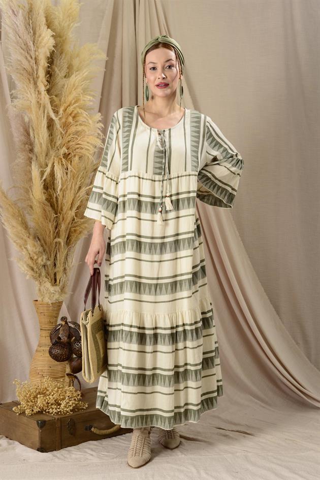 IT10383 FLORA UZUN HAM ELBİSE