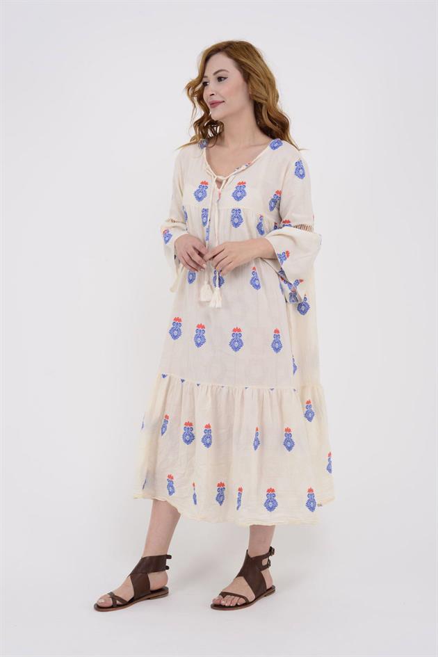 IT10383 FLORA UZUN HAM ELBİSE