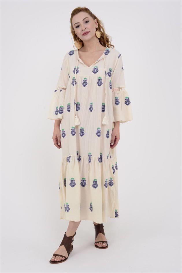 IT10383 FLORA UZUN HAM ELBİSE