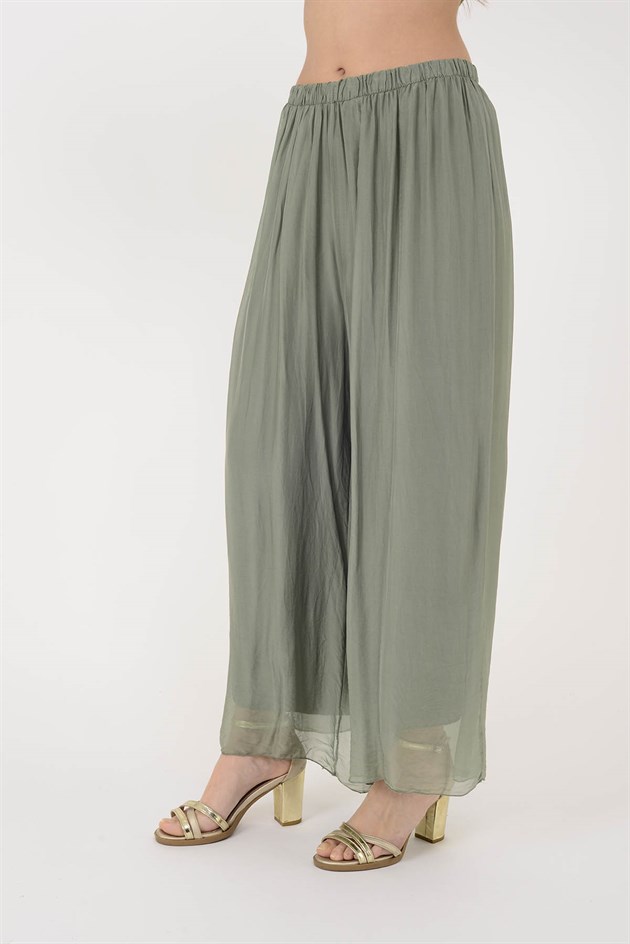 SN015 BELİ LASTİKLİ İPEK PANTOLON