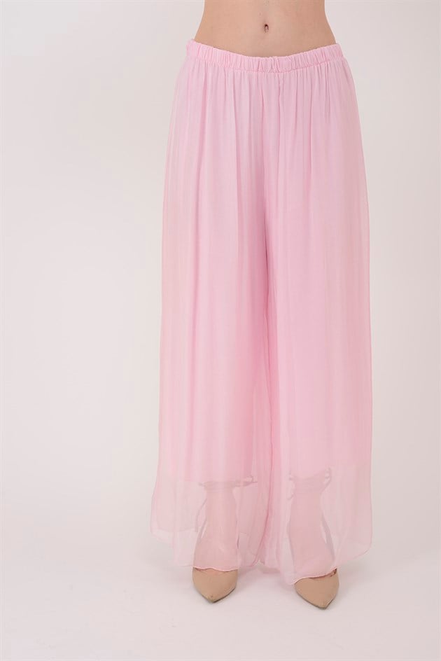 SN015 BELİ LASTİKLİ İPEK PANTOLON