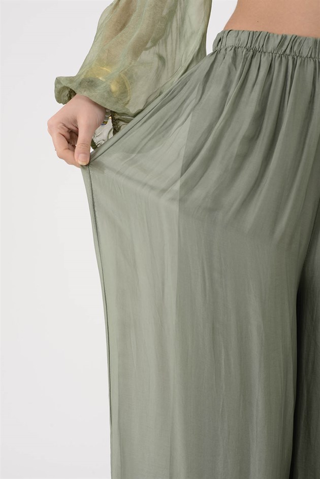 SN015 BELİ LASTİKLİ İPEK PANTOLON