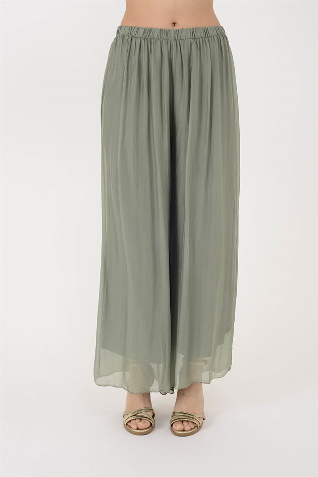SN015 BELİ LASTİKLİ İPEK PANTOLON