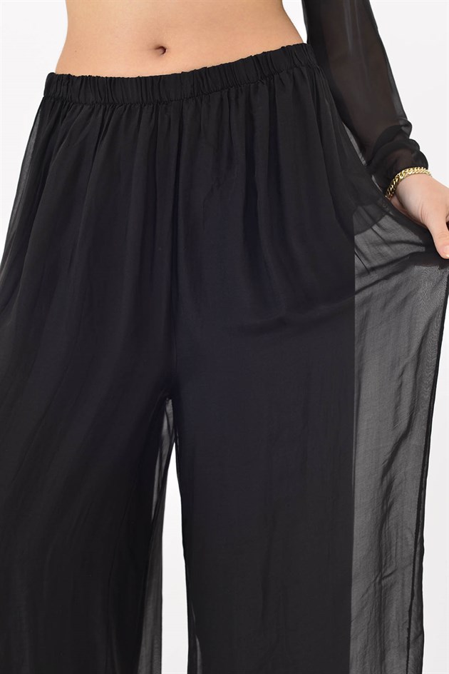 SN015 BELİ LASTİKLİ İPEK PANTOLON
