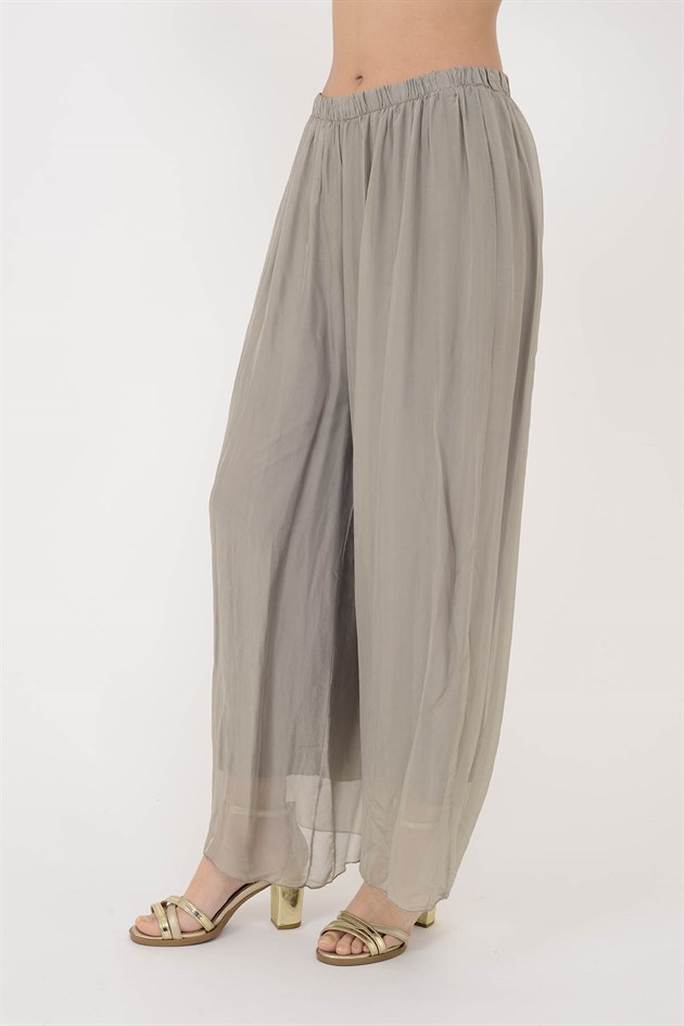 SN015 BELİ LASTİKLİ İPEK PANTOLON
