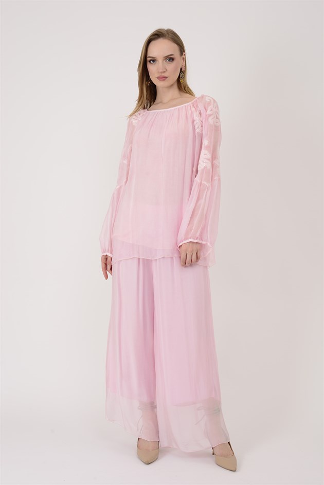 SN015 BELİ LASTİKLİ İPEK PANTOLON