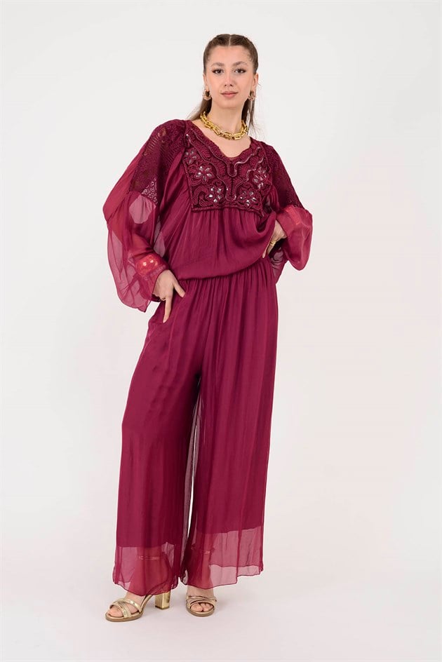 SN015 BELİ LASTİKLİ İPEK PANTOLON